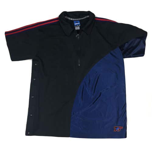 Vintage Y2K Adidas Philadelphia 76ers Tear Away Warm Up Shirt Black/Blue (XL)