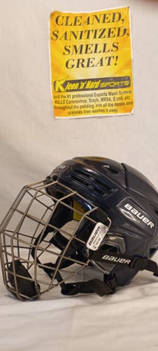 Used Small Bauer Re-Akt 200 Navy Helmet