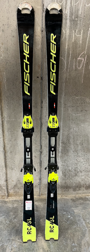 Used Men's 2021 Fischer Racing RC4 World Cup SL Skis With Bindings Max Din 16