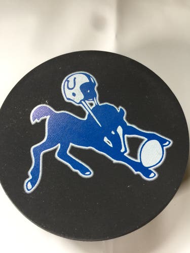 Indianapolis COLTS LOGO ON A HOCKEY PUCK