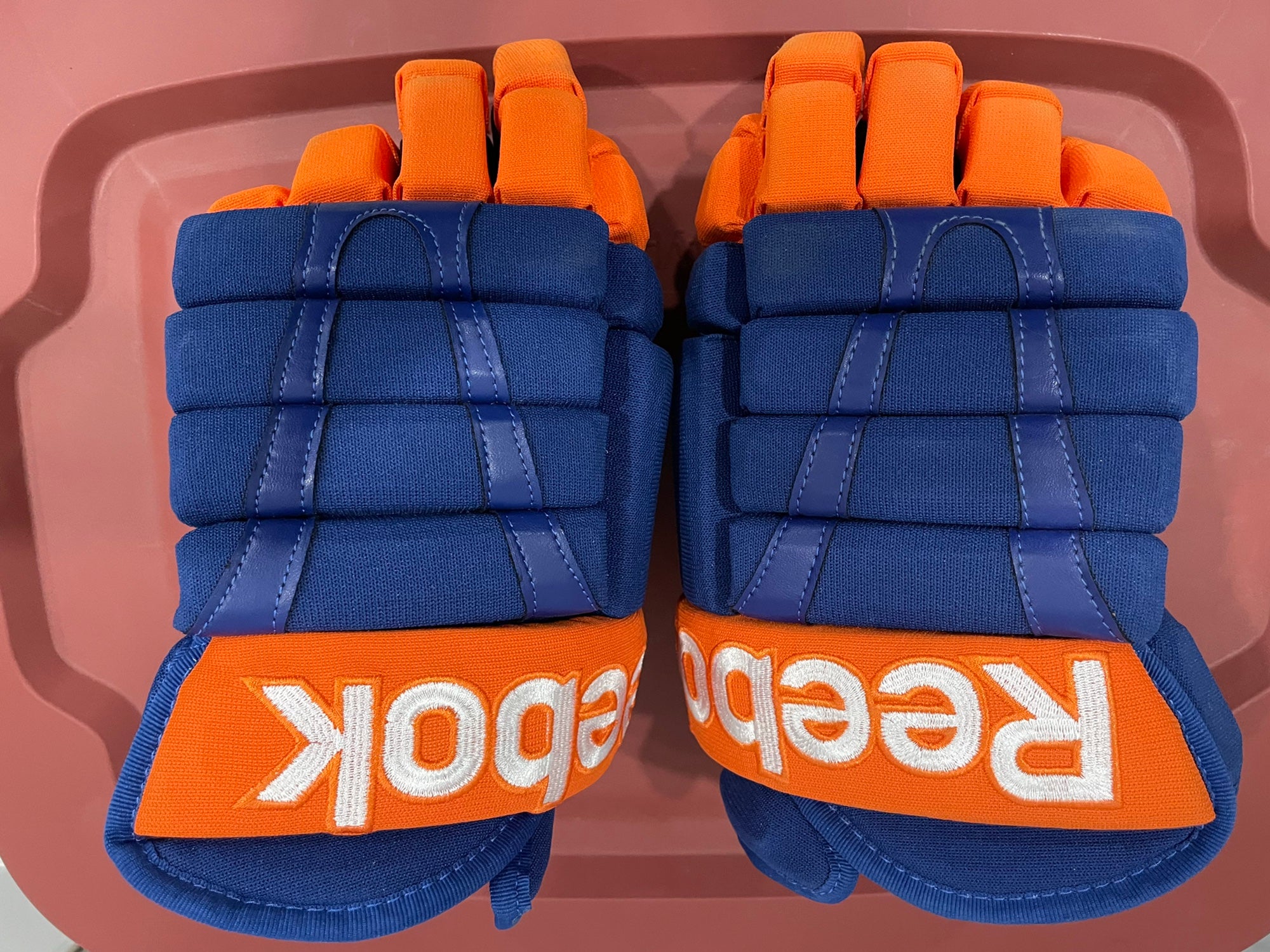 Sher-Wood Rekker Element One Dominik Kahun Edmonton Oilers Pro Stock Gloves  (Multiple Sizes)