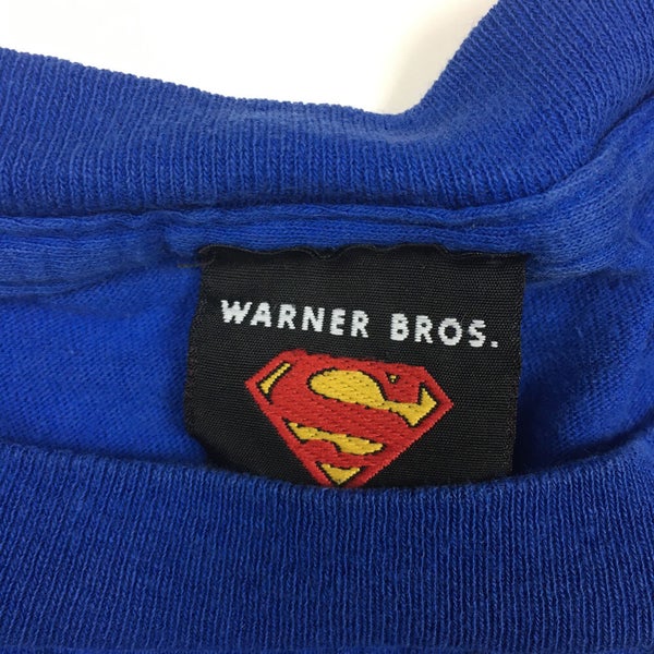 Vintage 2001 Superman Warner Bros Blue Movie Promo T Shirt Size