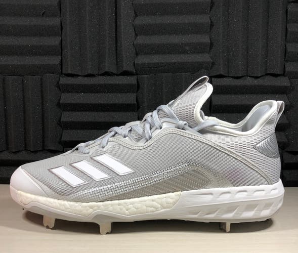 Adidas Boost Icon 6 Baseball Cleats FV9344 Metal Men’s Size 12 Low Grey White