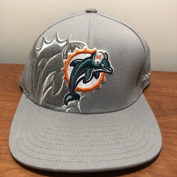 Miami Dolphins Hat Baseball Cap Fitted NFL Football Gray Reebok L