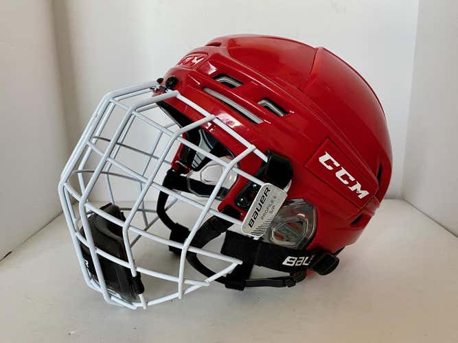 Used Small CCM Tacks 910 Helmet Combo Red