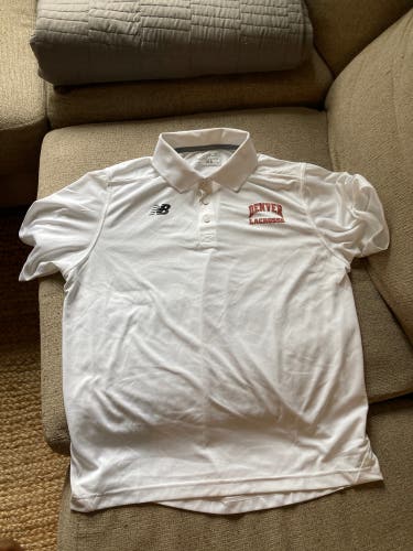 University Of Denver Lacrosse White Used Large New Balance Shirt
