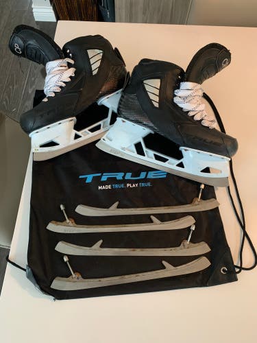 Used True Regular Width Pro Stock Size 9 2 Piece Hockey Goalie Skates