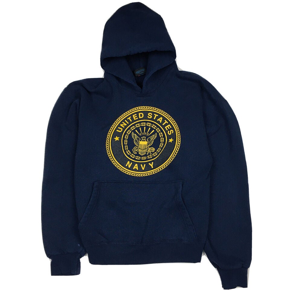 Vintage 90s United States Navy Blue Pullover Hoodie Sweatshirt USN