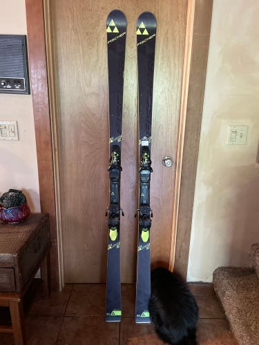 Fisher GS 180 R18.5 skis with 12 din bindings, great for master or high school racers. $350