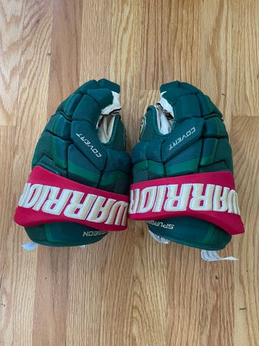 Used Minnesota Wild Warrior Covert QRL Pro Gloves 14" Pro Stock (Spurgeon)