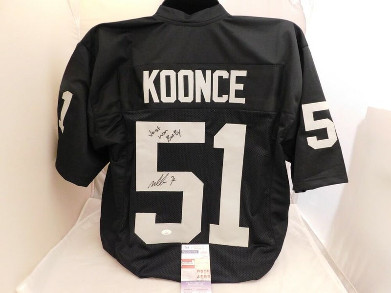 Malcom Koonce Signed Las Vegas Raiders Color Rush Jersey Just Win Baby  Inscr JSA