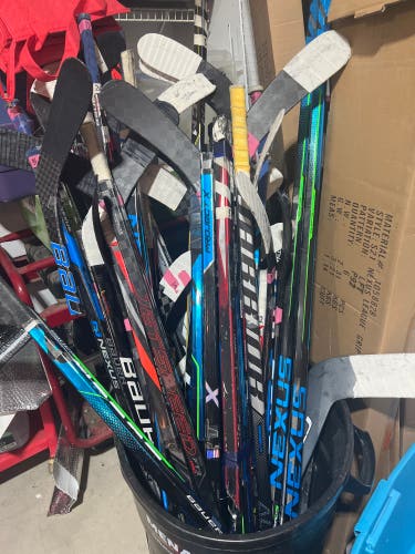 Used and broken bauer stick bundle