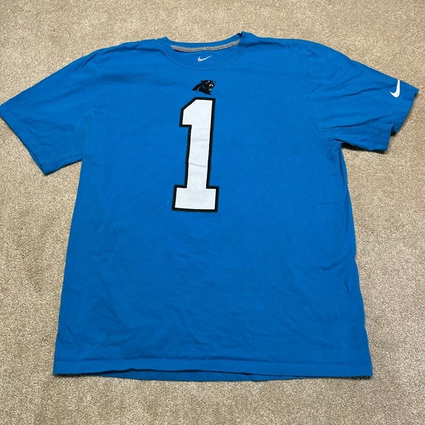 Carolina Panthers Shirt Adult Small Gray Blue NFL Football Reebok Casual  Mens