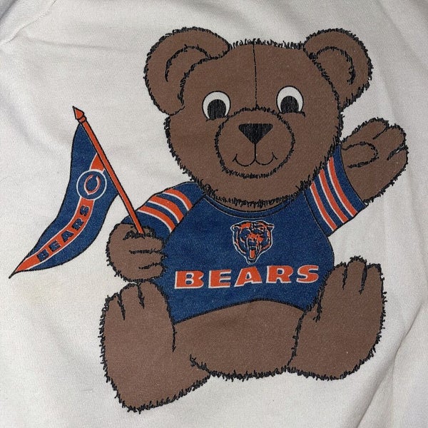 Vintage Chicago Bears Teddy Bear Cut Off Crew Sweatshirt Trench USA 80s  Size M/L