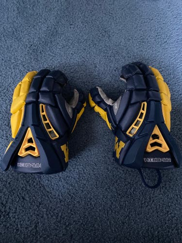 Michigan Team Issued. Used Player's Maverik 13" Rome Lacrosse Gloves