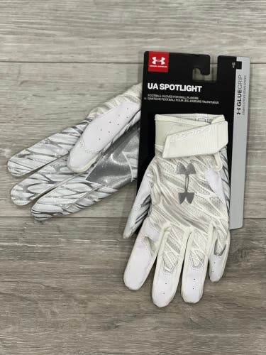 White Adult Large Under Armour UA Spotlight Gloves
