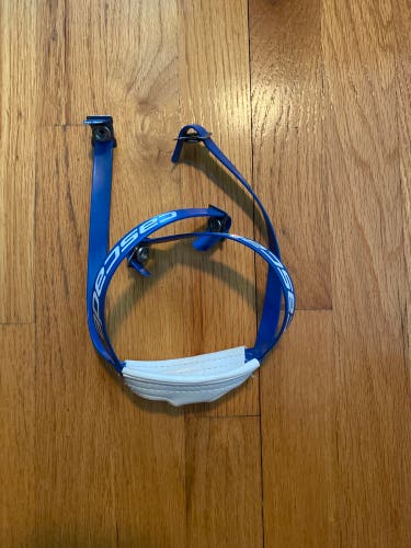 Blue and white lacrosse chinstrap