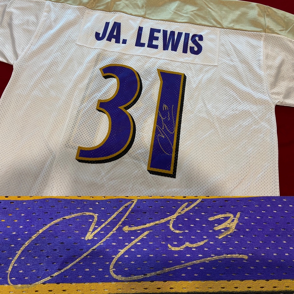 NFL Jamal Lewis Ravens Super Bowl XXXV Signed / Autographed Majestic XL Event Jersey - RARE