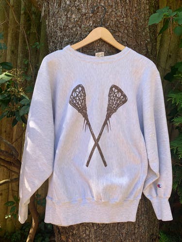 Vintage Distressed Champion Lacrosse Sweatshirt sz L