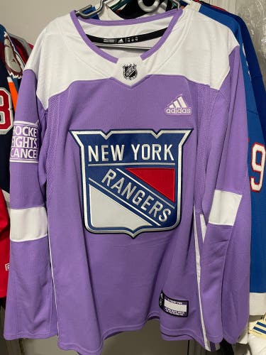 NHL New York Rangers hockey fights cancer Adidas Jersey