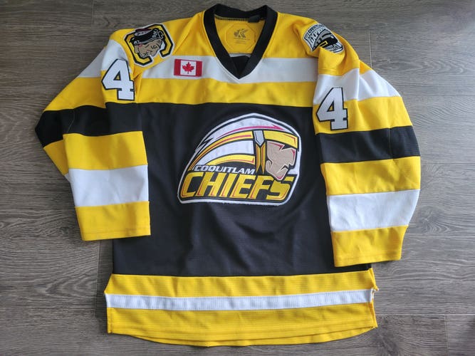 Coquitlam Chiefs MHA BCHL Express Black Yellow Youth Used XL Jersey
