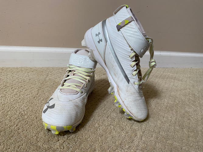 White Kid's Molded Cleats High Top Bryce harper