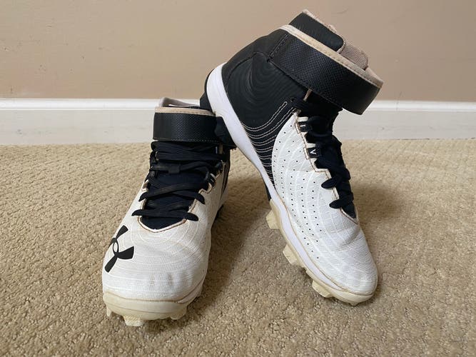 White Kid's Molded Cleats High Top Bryce harper