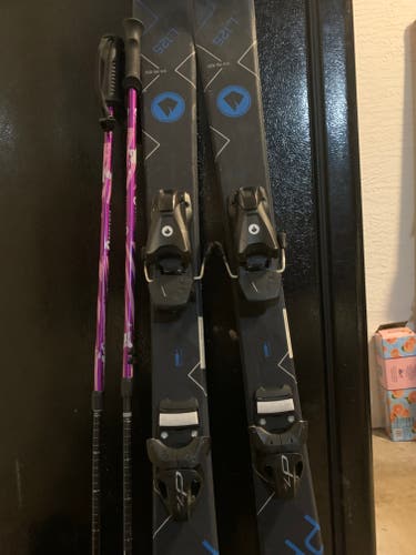 Used Kid's - 125 - Defiance All Mountain Skis With Bindings, Adjustable Boots And Adjustable Poles