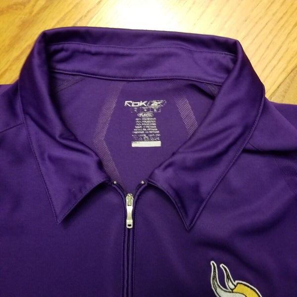 Minnesota Vikings NFL Football Reebok Size Medium M Purple Zip Polo Golf  Shirt