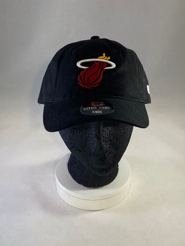 Ultra Game NBA Miami Heat Embroidered Logo Black Strapback Baseball Cap Hat New