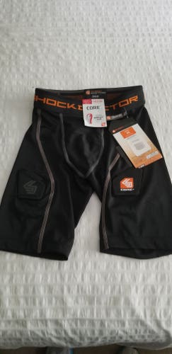 New Shock Doctor 362 Compression Black Hockey Shorts Size Boys Medium