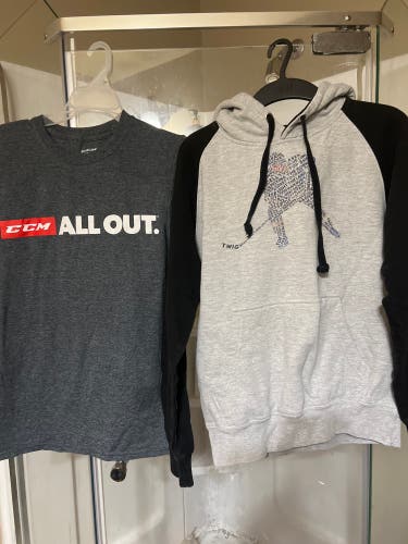 Small CCM tshirt and hockey sweatshirt
