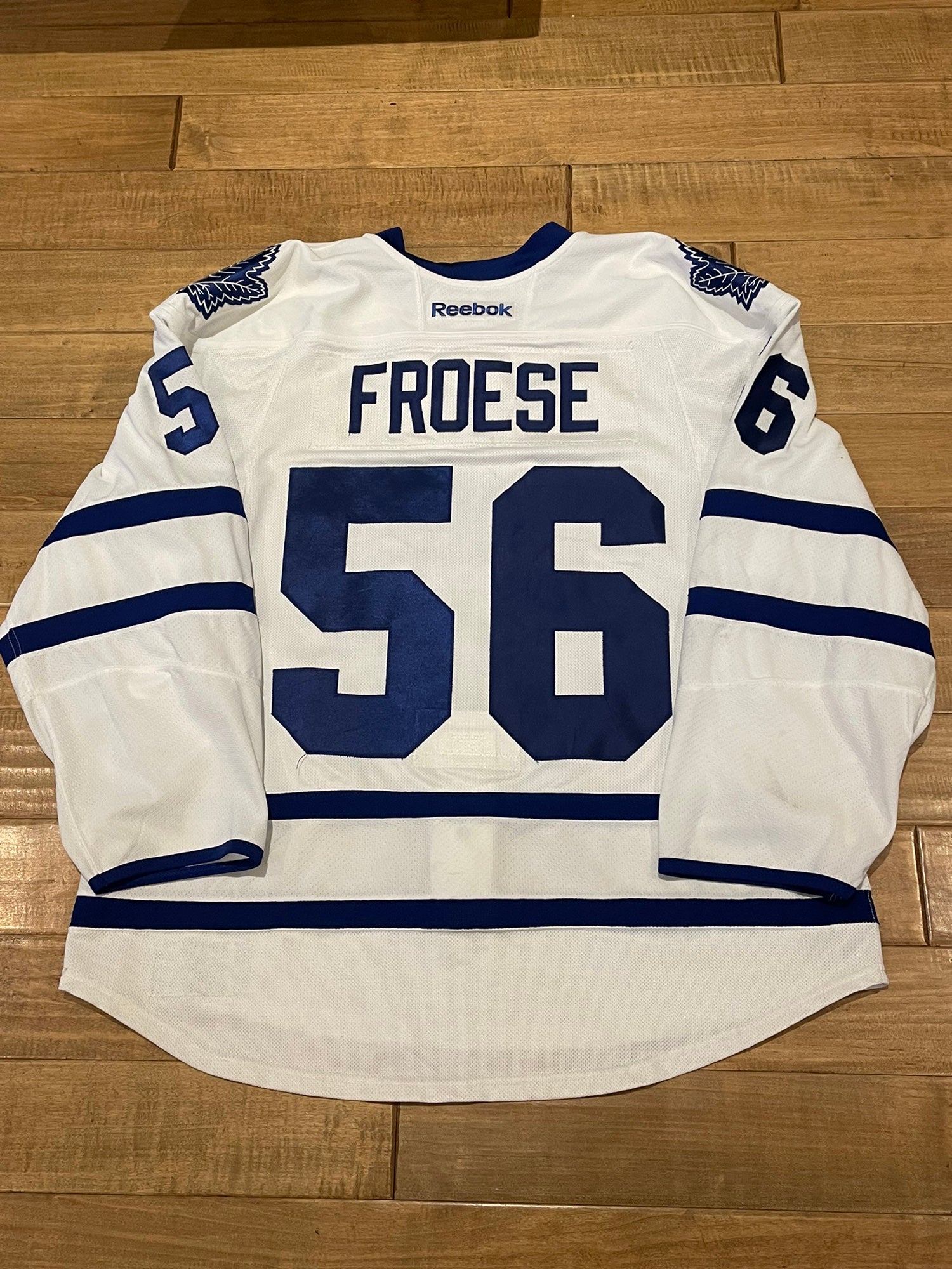 Byron Froese 2015-16 Toronto Maple Leafs Game Used Worn Jersey HHOF Patch  56