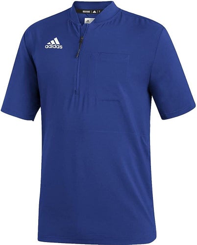 NWT Adidas Under The Lights Quarter Zip Men's Short Sleeve Top Royal Blue Size L