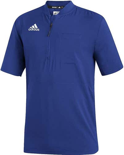 NWT Adidas Under The Lights Quarter Zip Men's Short Sleeve Top Royal Blue Sz XL