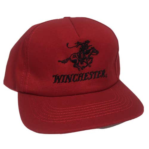 Vintage Winchester Rifles Embroidered Logo Red Snapback Hat Cap Made in USA