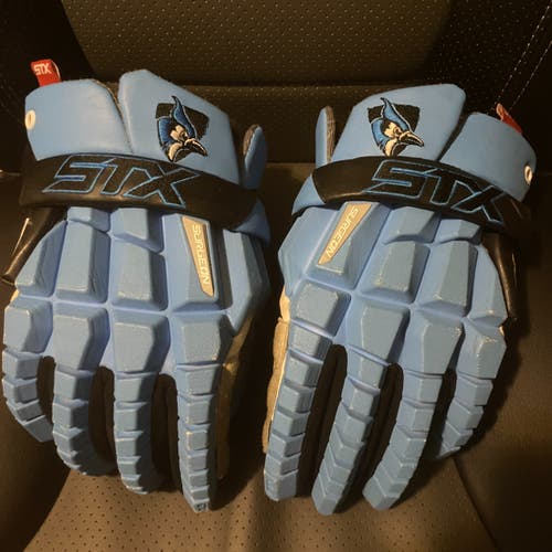 Johns Hopkins Used Player's STX Surgeon RZR Lacrosse Gloves 13"