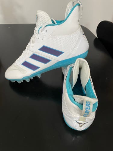 White Adult New Men's Size 11.5 (Women's 12.5) Molded Cleats Adidas High Top Adizero