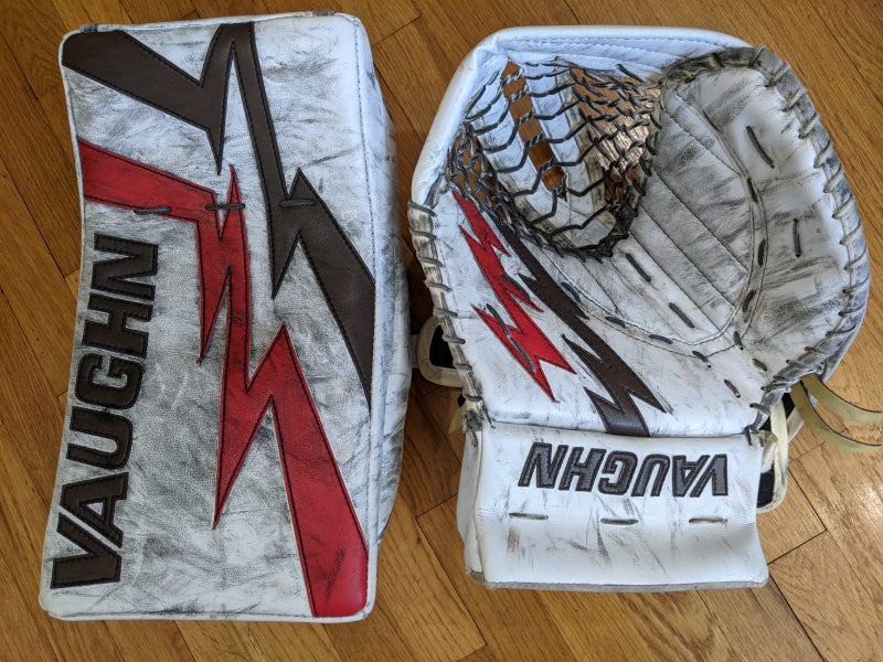 Vaughn Velocity VE8 Pro Carbon Pro Stock goalie glove & blocker NCAA Brown Bears