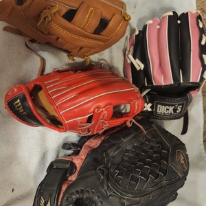 BUNDLE-Mizuno, Wilson, Franklin, Dicks Left Hand Throw Finch Softball and T-ball Gloves 11.5"