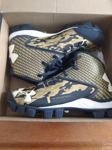 Blue & Gold Camo New Youth Size 4.0 (Women's 5.0) Molded Cleats Under Armour Deception