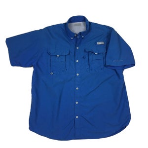 Columbia PFG Performance Fishing Gear Short Sleeve Vented Fishing Shirt Blue (L)