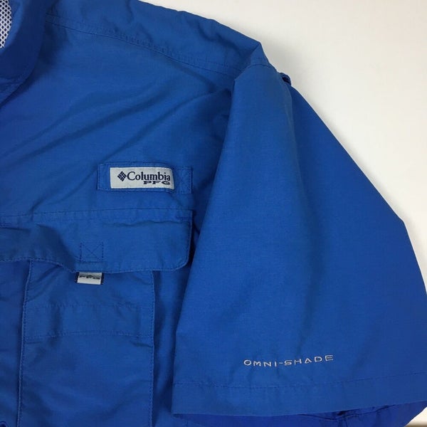 Columbia PFG Omni Shade Shirt Mens XL Blue Vented Button Down Fishing Gear