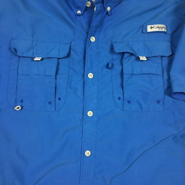 Columbia PFG Performance Fishing Gear Short Sleeve Vented Fishing Shirt  Blue (L)