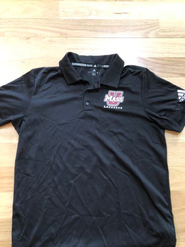 Black Used Large UMass Lacrosse Polo Shirt