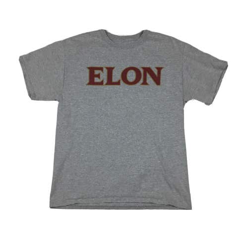 Champion Elon University Block Letter Spell Out Logo Gray T-Shirt (Medium)
