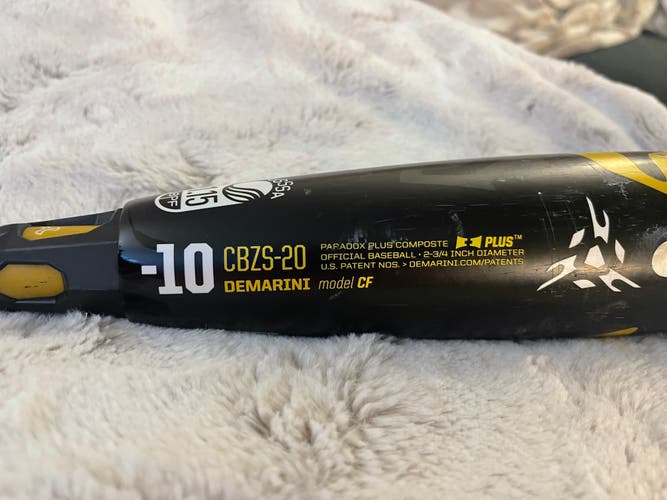 Used USSSA Certified 2020 DeMarini Composite CF Zen Bat (-10) 19 oz 29"