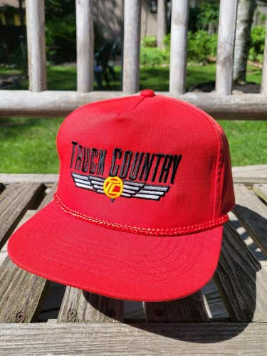 Vintage Truck Country Red Rope Farmer Trucker Style Hat Cap Red Vtg Snapback