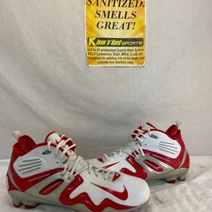 New Nike High Top Apocalypse IV White and Red Adult Men's Size Men's 15 Molded Cleats