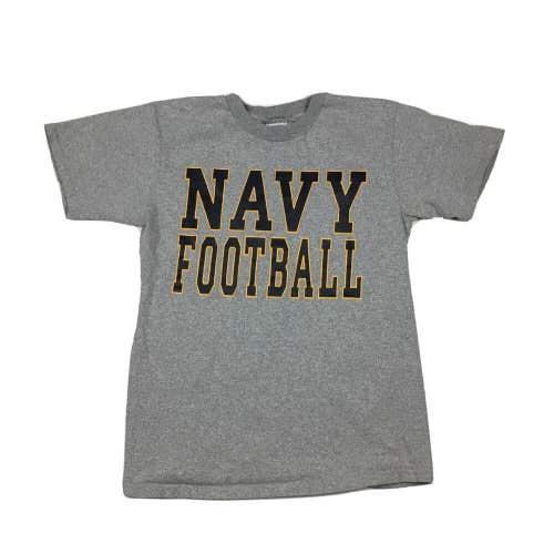 Vintage 90s U.S. Naval Academy Midshipmen Navy Football Gray Cotton T-Shirt (M)